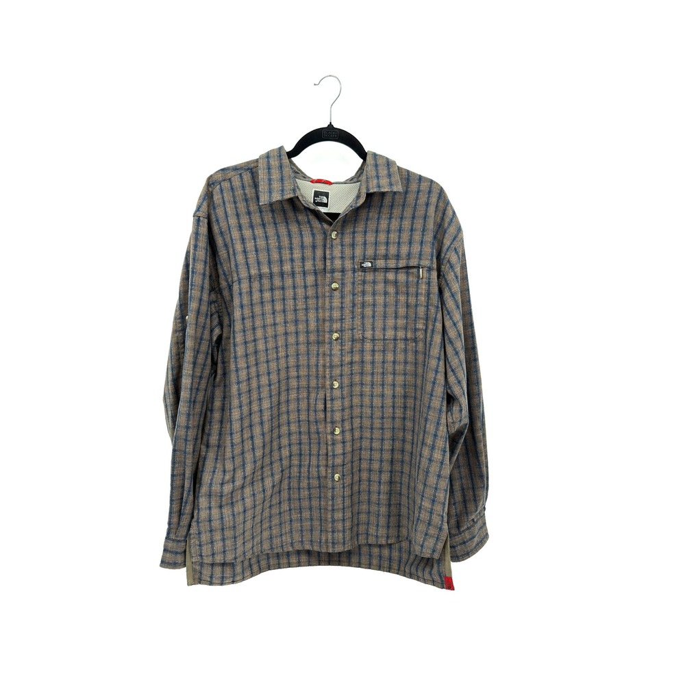 The North Face Shirt Mens M Brown Plaid Long Sleeve Button Up Utility Pocket